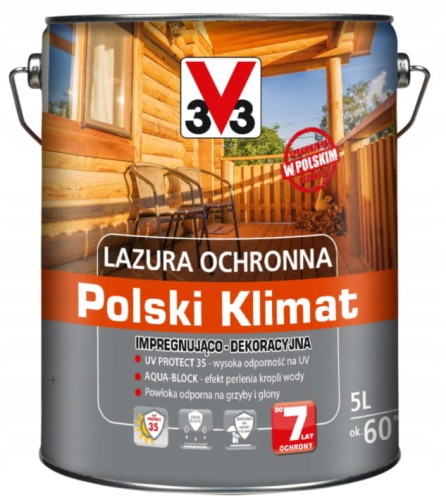 Przejdź do produktu Lazura V33 Polski Klimat 7 lat 5 L Dąb Naturalny