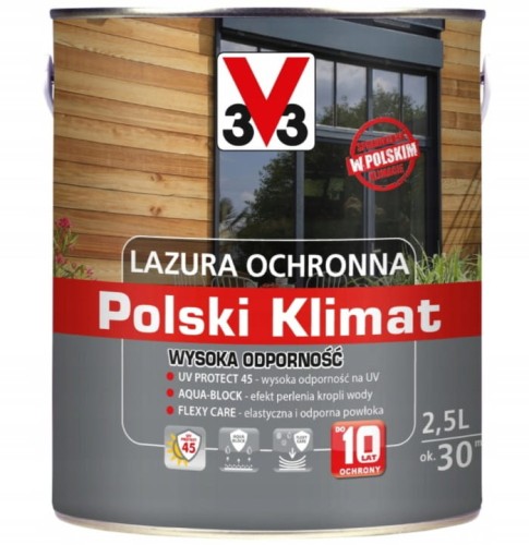 Przejdź do produktu Lazura V33 Polski Klimat 10 lat 2,5 L Sosna Skandynawska